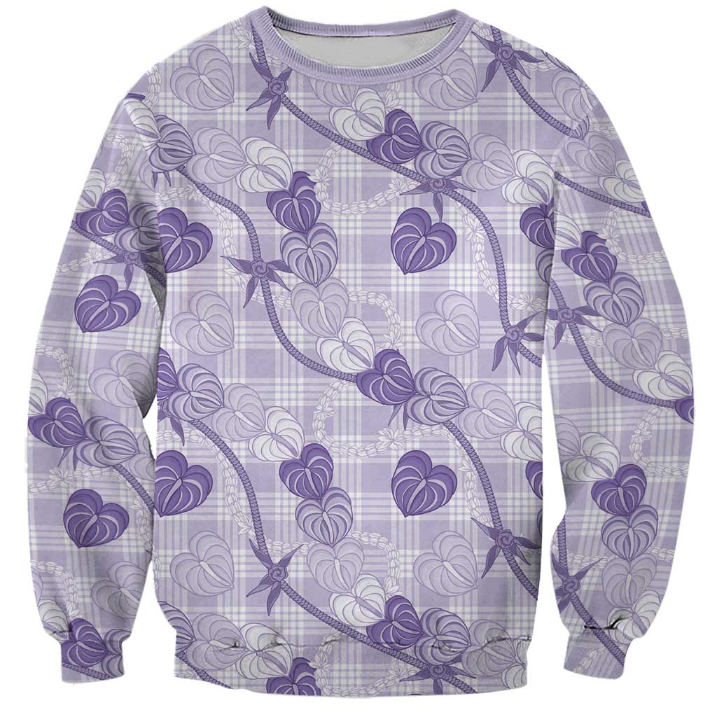 Anthurium Pikake Ti Leaf Palaka Sweatshirt Purple Version LT01 Unisex Purple - Polynesian Pride