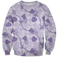 Anthurium Pikake Ti Leaf Palaka Sweatshirt Purple Version LT01 Unisex Purple - Polynesian Pride