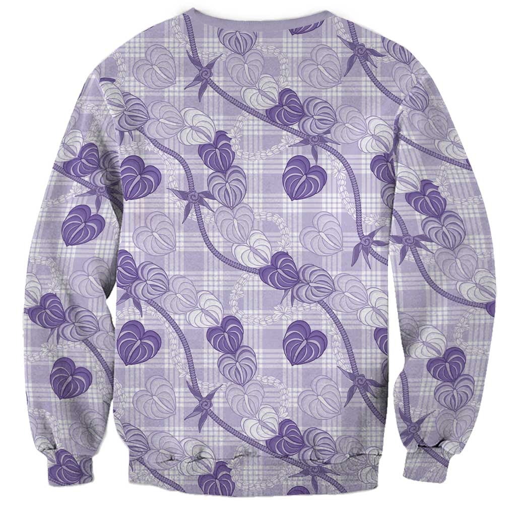 Anthurium Pikake Ti Leaf Palaka Sweatshirt Purple Version LT01 - Polynesian Pride