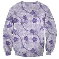 Anthurium Pikake Ti Leaf Palaka Sweatshirt Purple Version LT01 - Polynesian Pride