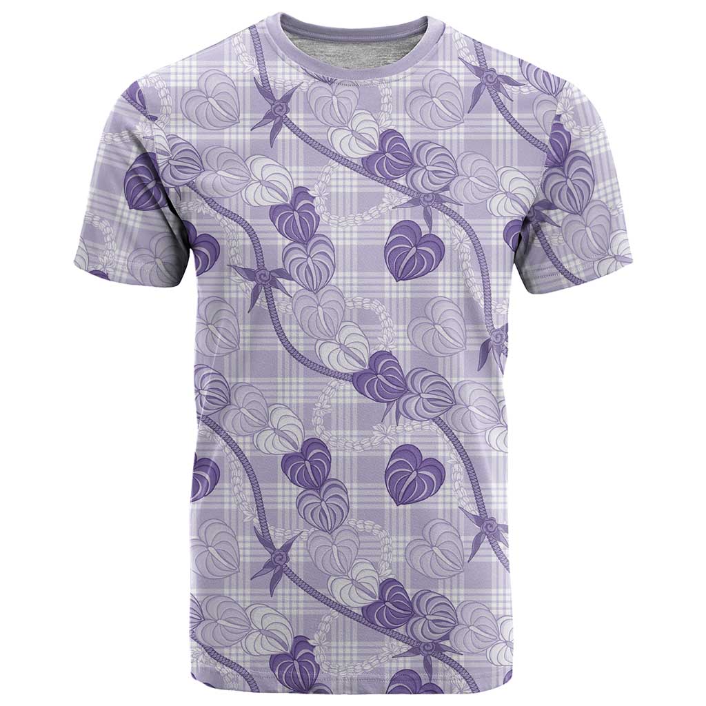 Anthurium Pikake Ti Leaf Palaka T Shirt Purple Version LT01 Purple - Polynesian Pride