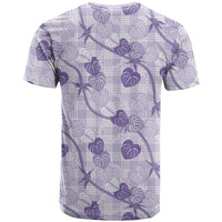 Anthurium Pikake Ti Leaf Palaka T Shirt Purple Version LT01 - Polynesian Pride