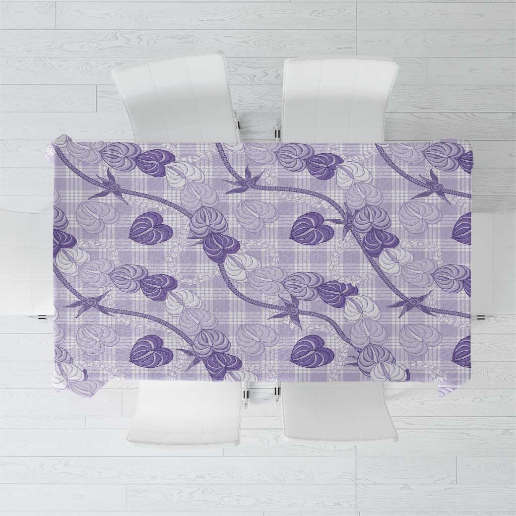 Anthurium Pikake Ti Leaf Palaka Tablecloth Purple Version LT01 Purple - Polynesian Pride