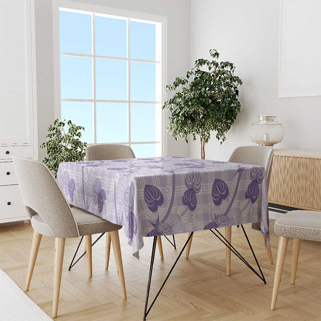 Anthurium Pikake Ti Leaf Palaka Tablecloth Purple Version LT01 - Polynesian Pride