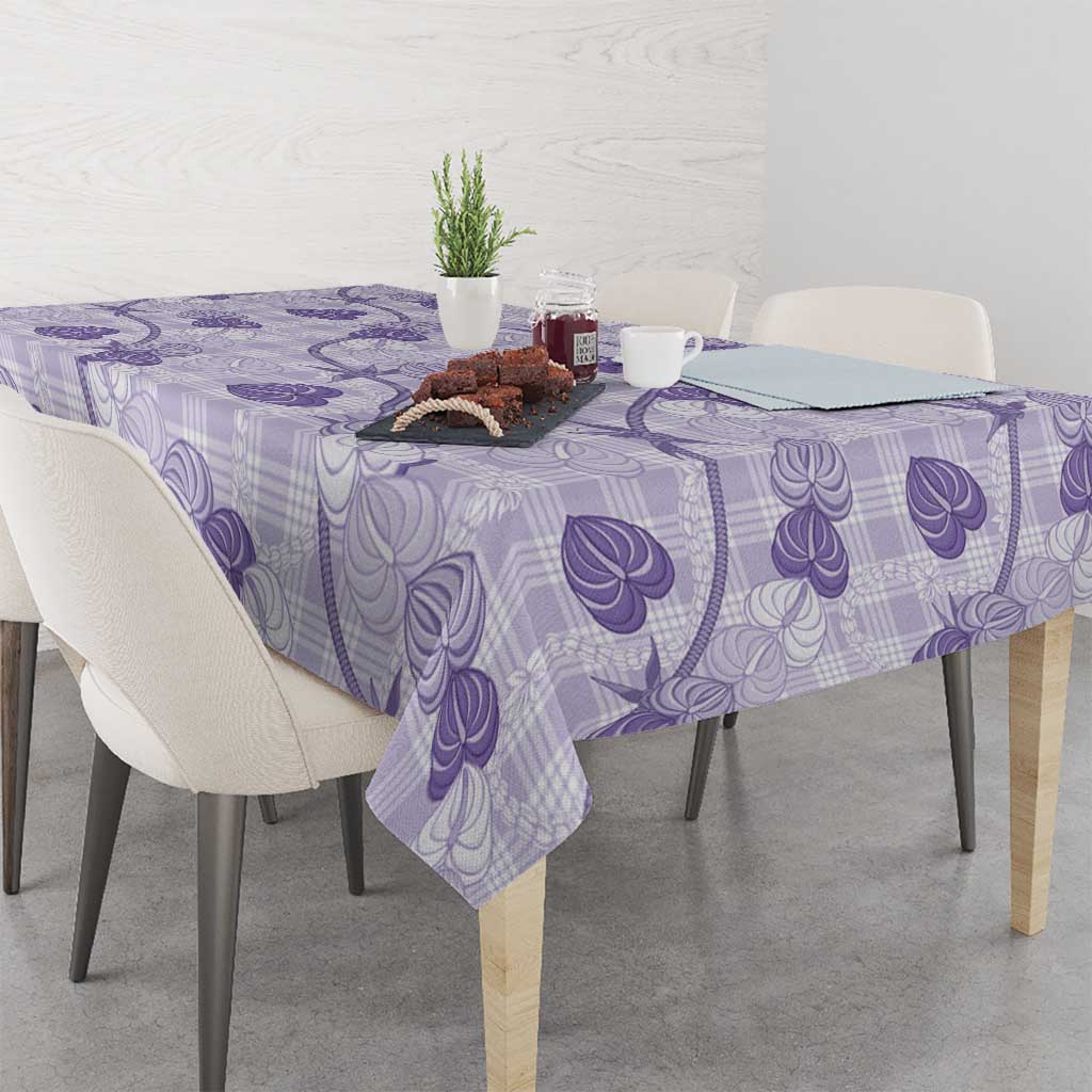 Anthurium Pikake Ti Leaf Palaka Tablecloth Purple Version LT01 - Polynesian Pride