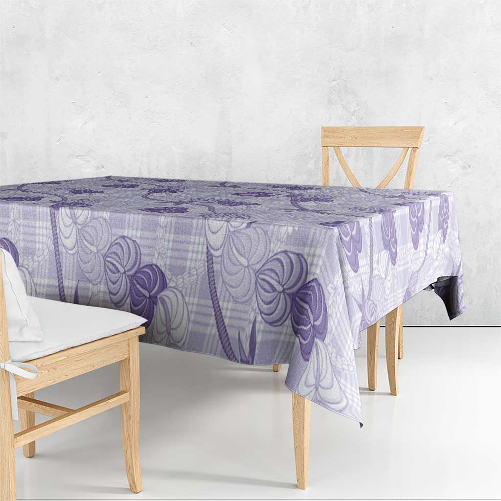 Anthurium Pikake Ti Leaf Palaka Tablecloth Purple Version LT01 - Polynesian Pride