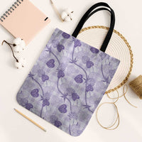 Anthurium Pikake Ti Leaf Palaka Tote Bag Purple Version LT01 Black Strap One Size Purple - Polynesian Pride