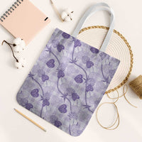 Anthurium Pikake Ti Leaf Palaka Tote Bag Purple Version LT01 White Strap One Size Purple - Polynesian Pride