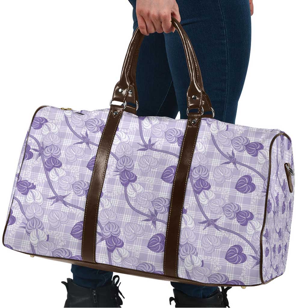 Anthurium Pikake Ti Leaf Palaka Travel Bag Purple Version LT01 - Polynesian Pride