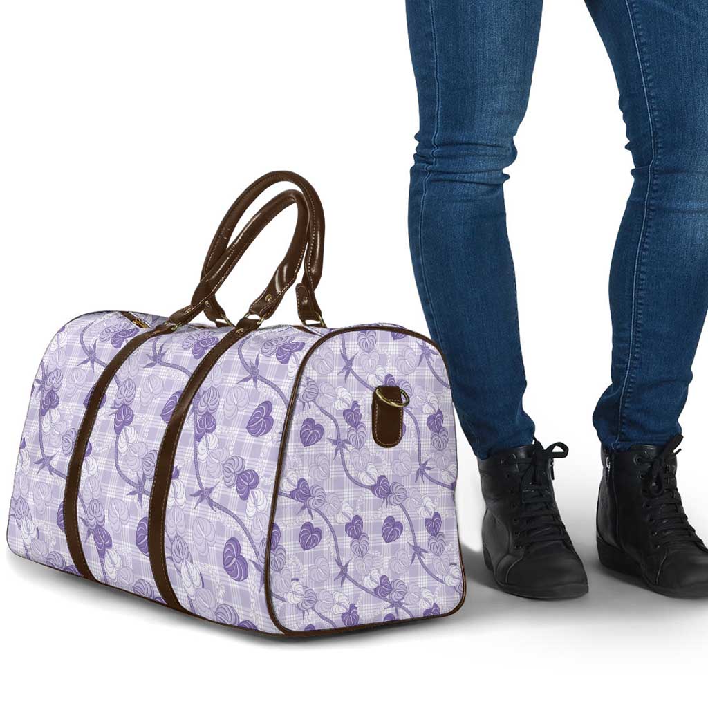Anthurium Pikake Ti Leaf Palaka Travel Bag Purple Version LT01 - Polynesian Pride