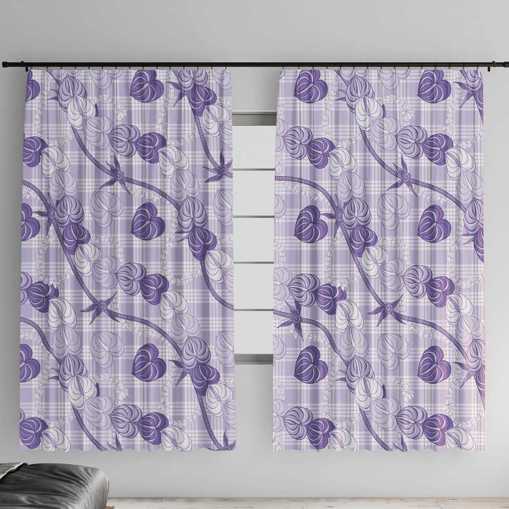 Anthurium Pikake Ti Leaf Palaka Window Curtain Purple Version LT01 With Hooks Purple - Polynesian Pride
