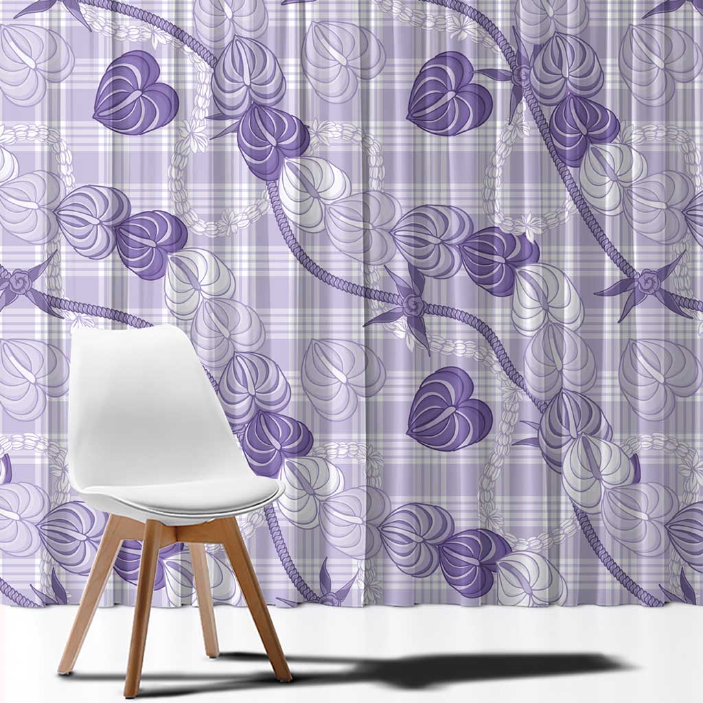 Anthurium Pikake Ti Leaf Palaka Window Curtain Purple Version LT01 - Polynesian Pride