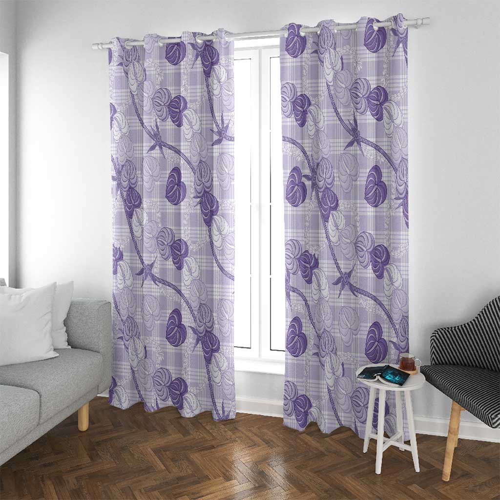 Anthurium Pikake Ti Leaf Palaka Window Curtain Purple Version LT01 With Grommets Purple - Polynesian Pride
