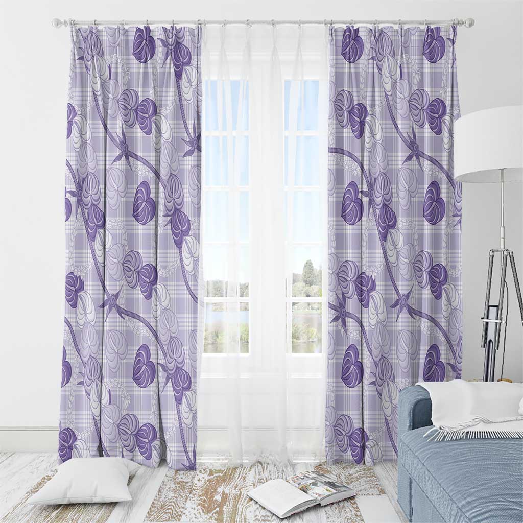Anthurium Pikake Ti Leaf Palaka Window Curtain Purple Version LT01 - Polynesian Pride