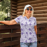 Anthurium Pikake Ti Leaf Palaka Women Polo Shirt Purple Version LT01 - Polynesian Pride