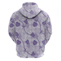 Anthurium Pikake Ti Leaf Palaka Zip Hoodie Purple Version LT01 - Polynesian Pride
