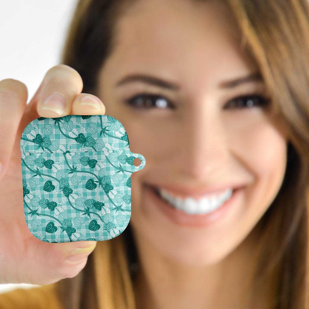 Anthurium Pikake Ti Leaf Palaka AirPods Case Turquoise Version LT01 - Polynesian Pride