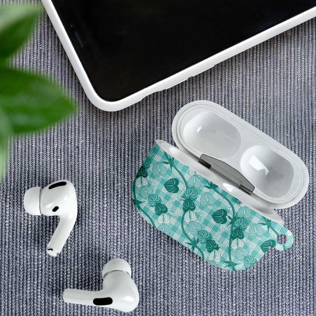 Anthurium Pikake Ti Leaf Palaka AirPods Case Turquoise Version LT01 - Polynesian Pride