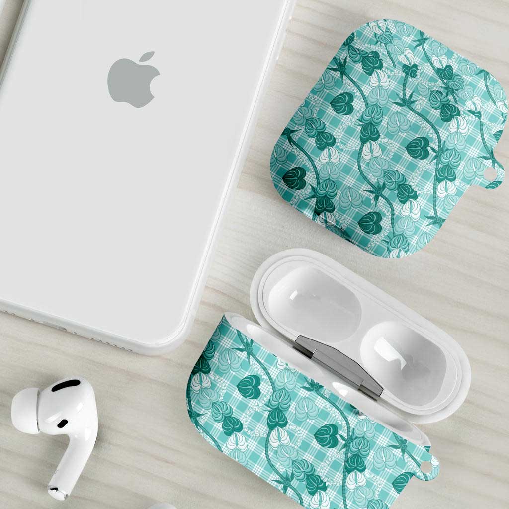 Anthurium Pikake Ti Leaf Palaka AirPods Case Turquoise Version LT01 - Polynesian Pride