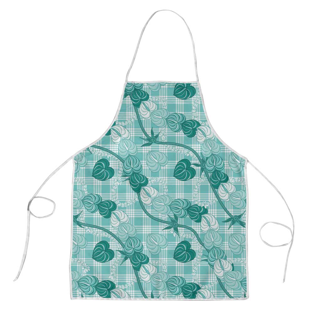 Anthurium Pikake Ti Leaf Palaka Apron Turquoise Version LT01 Turquoise - Polynesian Pride