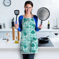 Anthurium Pikake Ti Leaf Palaka Apron Turquoise Version LT01 - Polynesian Pride