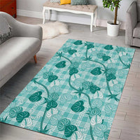 Anthurium Pikake Ti Leaf Palaka Area Rug Turquoise Version LT01 - Polynesian Pride