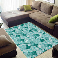 Anthurium Pikake Ti Leaf Palaka Area Rug Turquoise Version LT01 - Polynesian Pride