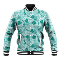 Anthurium Pikake Ti Leaf Palaka Baseball Jacket Turquoise Version LT01 Unisex Turquoise - Polynesian Pride