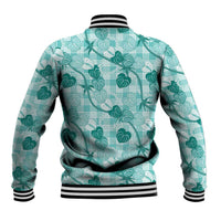 Anthurium Pikake Ti Leaf Palaka Baseball Jacket Turquoise Version LT01 - Polynesian Pride
