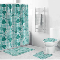 Anthurium Pikake Ti Leaf Palaka Bathroom Set Turquoise Version LT01 Bathroom Set (4 pcs) Turquoise - Polynesian Pride
