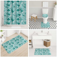 Anthurium Pikake Ti Leaf Palaka Bathroom Set Turquoise Version LT01 - Polynesian Pride