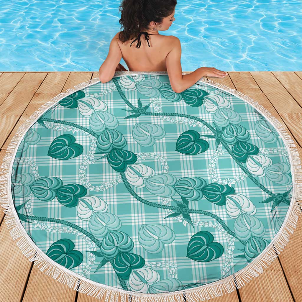 Anthurium Pikake Ti Leaf Palaka Beach Blanket Turquoise Version LT01 - Polynesian Pride
