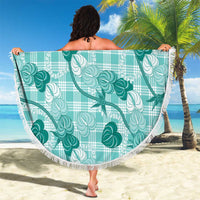 Anthurium Pikake Ti Leaf Palaka Beach Blanket Turquoise Version LT01 - Polynesian Pride
