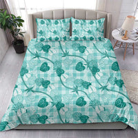 Anthurium Pikake Ti Leaf Palaka Bedding Set Turquoise Version LT01 - Polynesian Pride