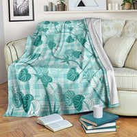 Anthurium Pikake Ti Leaf Palaka Blanket Turquoise Version LT01 Turquoise - Polynesian Pride