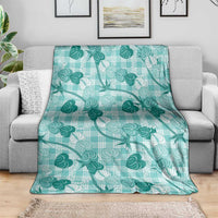 Anthurium Pikake Ti Leaf Palaka Blanket Turquoise Version LT01 - Polynesian Pride