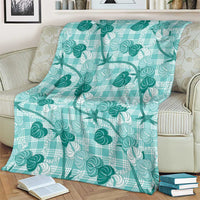 Anthurium Pikake Ti Leaf Palaka Blanket Turquoise Version LT01 - Polynesian Pride