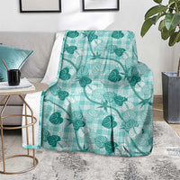 Anthurium Pikake Ti Leaf Palaka Blanket Turquoise Version LT01 - Polynesian Pride