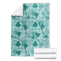 Anthurium Pikake Ti Leaf Palaka Blanket Turquoise Version LT01 - Polynesian Pride