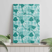 Anthurium Pikake Ti Leaf Palaka Canvas Wall Art Turquoise Version LT01 - Polynesian Pride