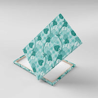 Anthurium Pikake Ti Leaf Palaka Canvas Wall Art Turquoise Version LT01 With Frame Turquoise - Polynesian Pride