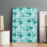 Anthurium Pikake Ti Leaf Palaka Canvas Wall Art Turquoise Version LT01 - Polynesian Pride