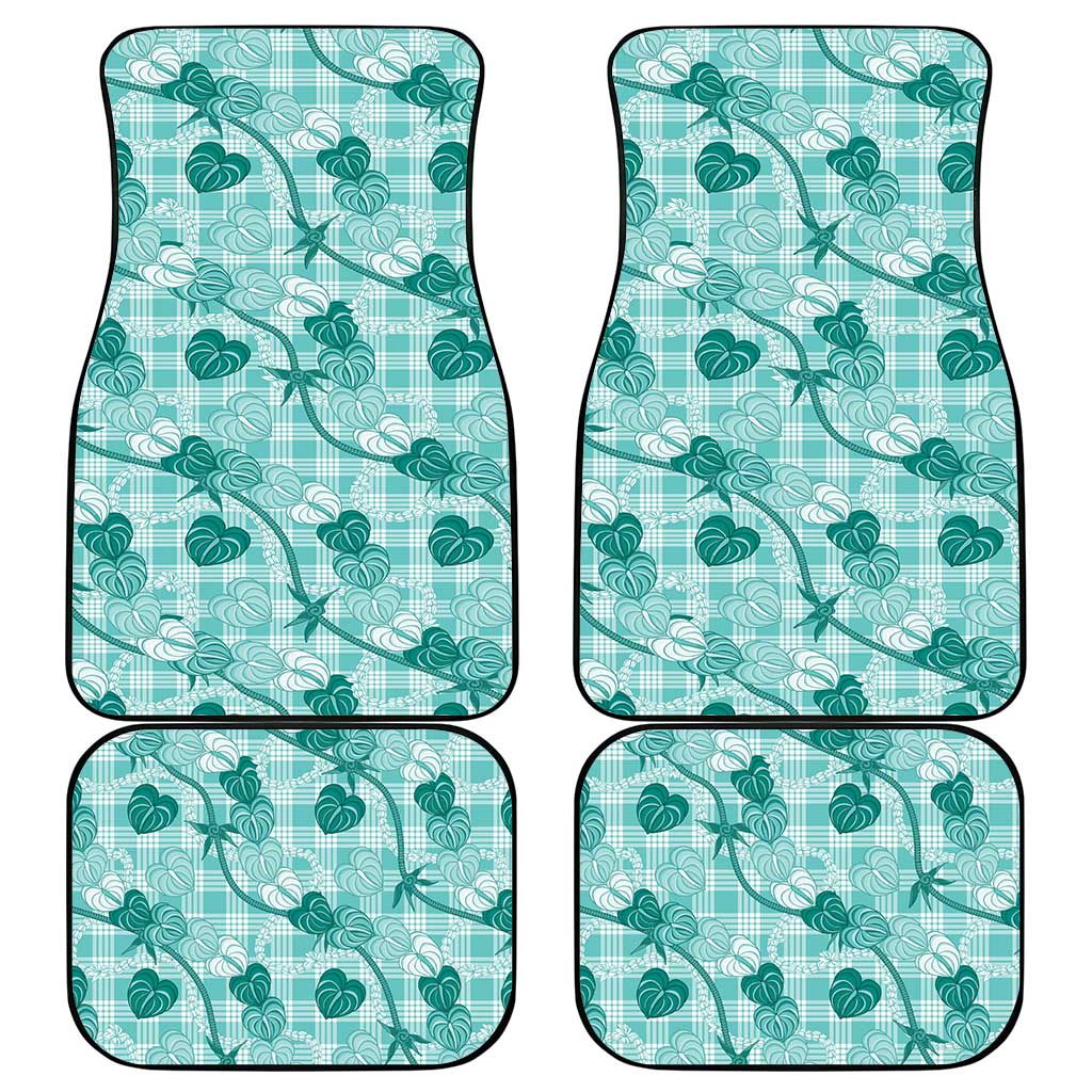 Anthurium Pikake Ti Leaf Palaka Car Mats Turquoise Version LT01 - Polynesian Pride