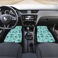 Anthurium Pikake Ti Leaf Palaka Car Mats Turquoise Version LT01 Set 2pcs - Front Turquoise - Polynesian Pride