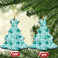 Anthurium Pikake Ti Leaf Palaka Ceramic Ornament Turquoise Version LT01 Christmas Tree Turquoise - Polynesian Pride