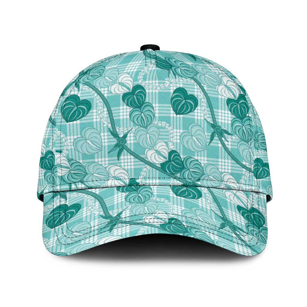 Anthurium Pikake Ti Leaf Palaka Classic Cap Turquoise Version LT01 Universal Fit Turquoise - Polynesian Pride