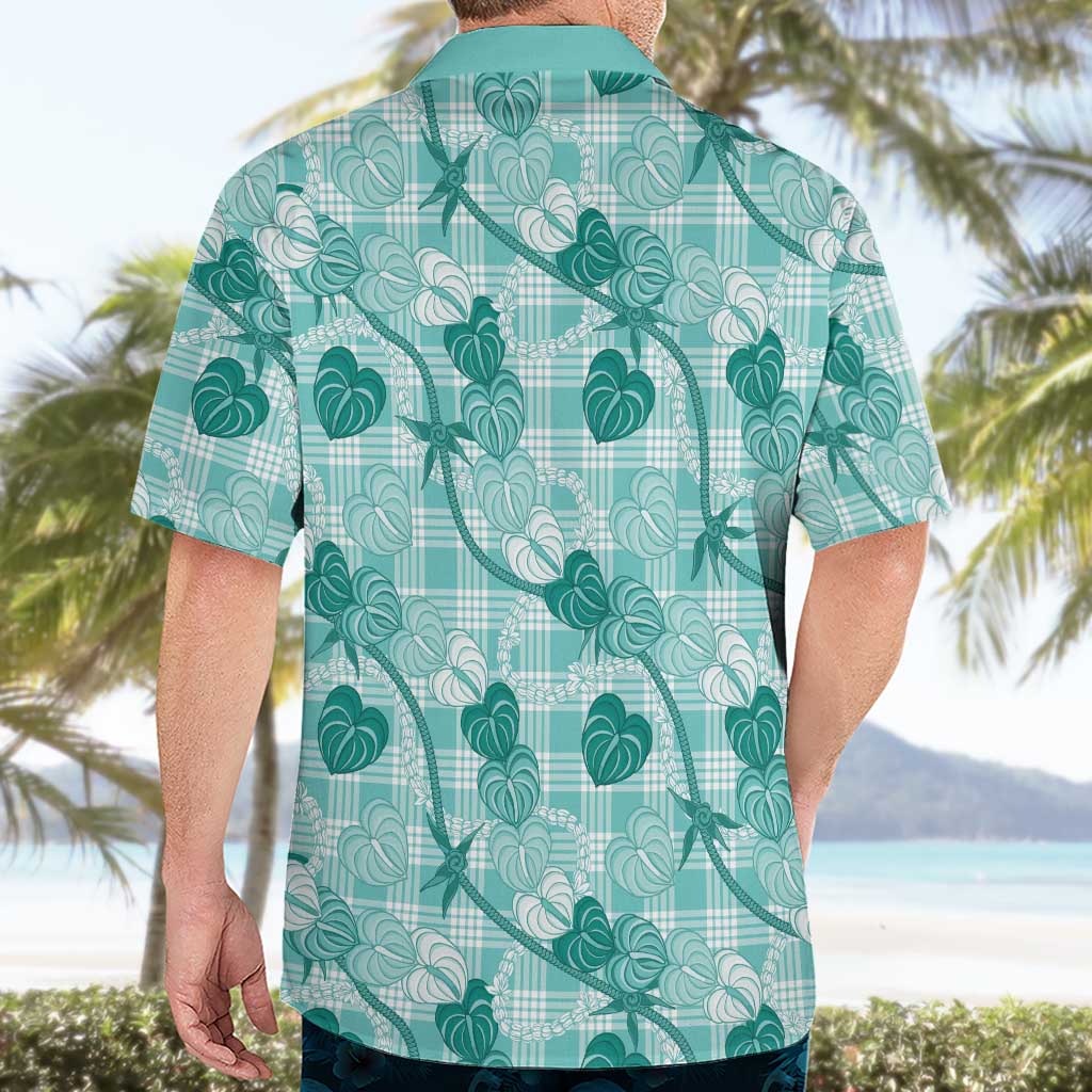 Anthurium Pikake Ti Leaf Palaka Hawaiian Shirt Turquoise Version LT01 - Polynesian Pride