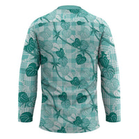 Anthurium Pikake Ti Leaf Palaka Hockey Jersey Turquoise Version LT01 - Polynesian Pride