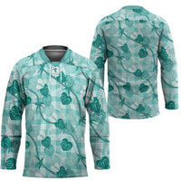 Anthurium Pikake Ti Leaf Palaka Hockey Jersey Turquoise Version LT01 - Polynesian Pride