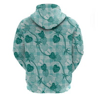 Anthurium Pikake Ti Leaf Palaka Hoodie Turquoise Version LT01 - Polynesian Pride